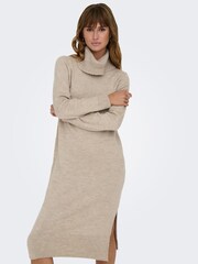ONLY Cream Long Sleeve Roll Neck Knitted Dress - Image 4 of 7
