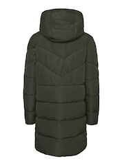NOISY MAY Natural Longline Padded Quilted Hooded Coat - Image 10 of 11