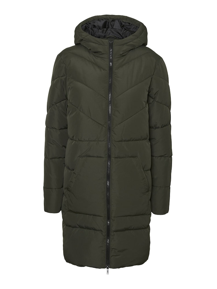 NOISY MAY Natural Longline Padded Quilted Hooded Coat - Image 11 of 11