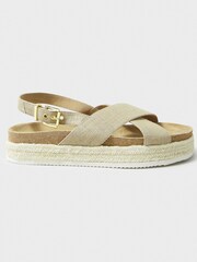 Crew Clothing Natural Sadie Cross-Over Flat Espadrilles - Image 3 of 5