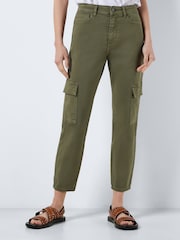 NOISY MAY Natural High Waisted Cargo Straight Leg Jeans - Image 1 of 6