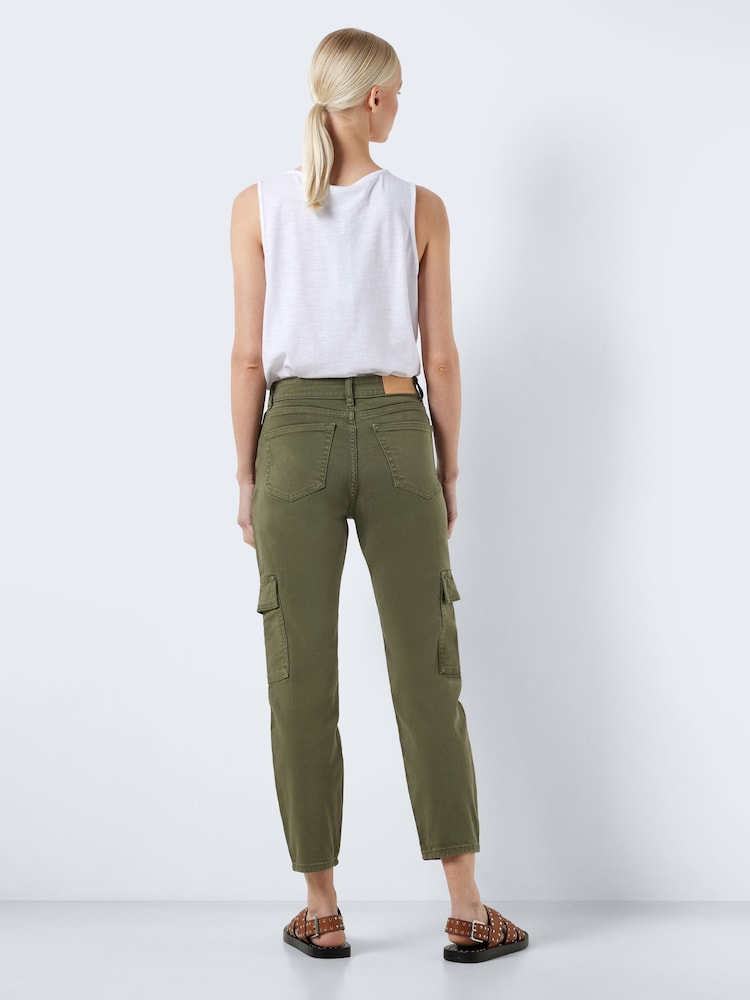 NOISY MAY Natural High Waisted Cargo Straight Leg Jeans - Image 2 of 6 NOISY MAY Natural High Waisted Cargo Straight Leg Jeans - Image 2 of 6