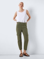 NOISY MAY Natural High Waisted Cargo Straight Leg Jeans - Image 3 of 6