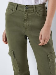 NOISY MAY Natural High Waisted Cargo Straight Leg Jeans - Image 4 of 6