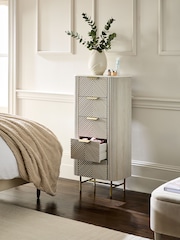 Light Grey Valencia Marble and Mango Wood 5 Drawer Tall Chest of Drawers - Image 3 of 8
