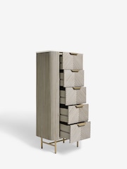 Light Grey Valencia Marble and Mango Wood 5 Drawer Tall Chest of Drawers - Image 7 of 8