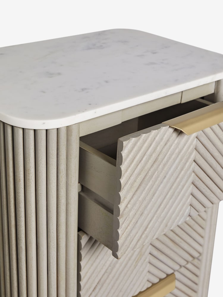Light Grey Valencia Marble and Mango Wood 5 Drawer Tall Chest of Drawers - Image 8 of 8