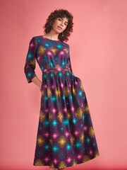 Seasalt Cornwall Purple Forestry Printed Midi Dress - Image 5 of 11