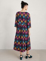 Seasalt Cornwall Purple Forestry Printed Midi Dress - Image 7 of 11
