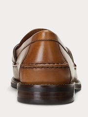 Polo Ralph Lauren Tan Brown Leather Alston Pony Loafers - Image 3 of 4