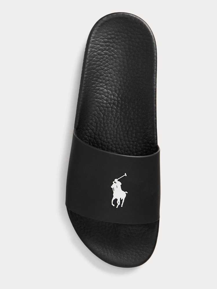 Polo Ralph Lauren Black Signature Pony Sliders - Image 1 of 4 Polo Ralph Lauren Black Signature Pony Sliders - Image 1 of 4