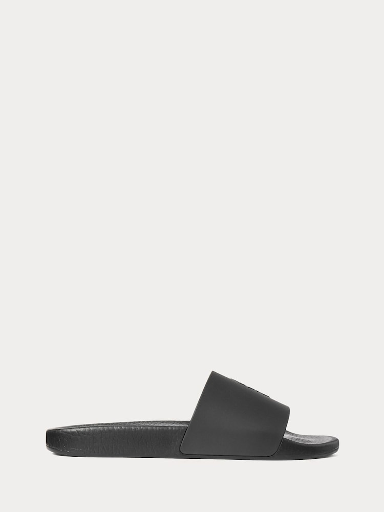 Polo Ralph Lauren Black Signature Pony Sliders - Image 2 of 4 Polo Ralph Lauren Black Signature Pony Sliders - Image 2 of 4