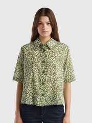 Benetton Green Floral Cotton Shirt - Image 1 of 1