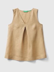 Benetton 100% Linen Brown Blouse - Image 3 of 3