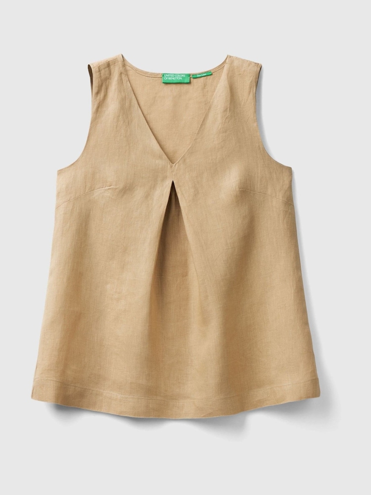 Benetton 100% Linen Brown Blouse - Image 3 of 3