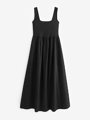Black 100% Cotton Square Neck Maxi Summer Jersey Dress - Image 5 of 6