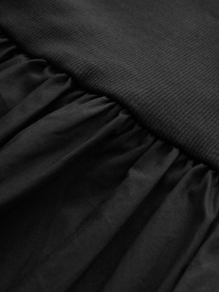 Black 100% Cotton Square Neck Maxi Summer Jersey Dress - Image 6 of 6