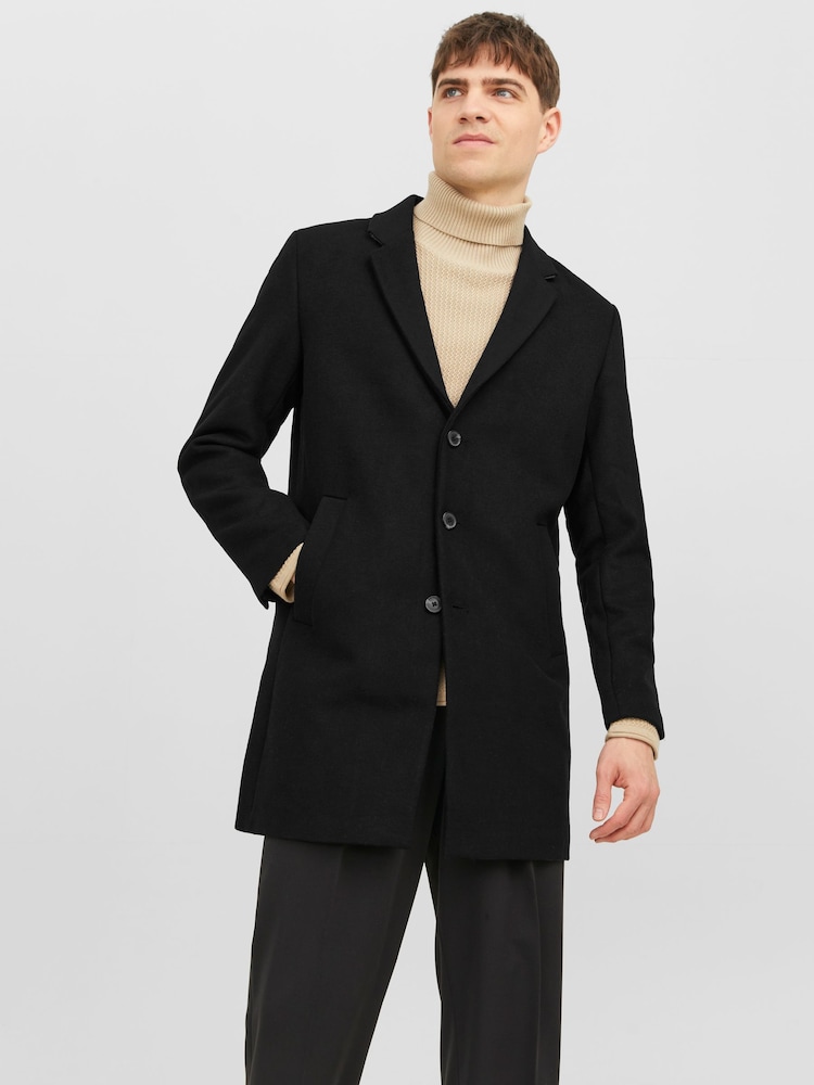 JACK & JONES Black Tailored Smart Wool Coat - Image 1 of 5
