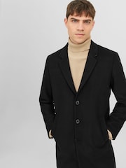 JACK & JONES Black Tailored Smart Wool Coat - Image 4 of 5