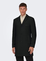 Only & Sons Black Smart Tailored Coat - Image 1 of 4