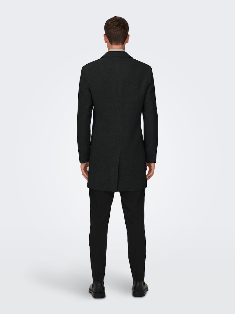 Only & Sons Black Smart Tailored Coat - Image 2 of 4