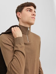 JACK & JONES Natural 1/4 Zip Up Knitted Jumper - Image 3 of 5