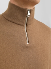 JACK & JONES Natural 1/4 Zip Up Knitted Jumper - Image 4 of 5