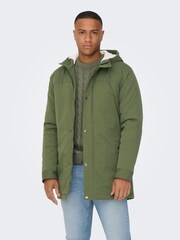 Only & Sons Green Parka Coat - Image 1 of 7