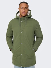 Only & Sons Green Parka Coat - Image 4 of 7