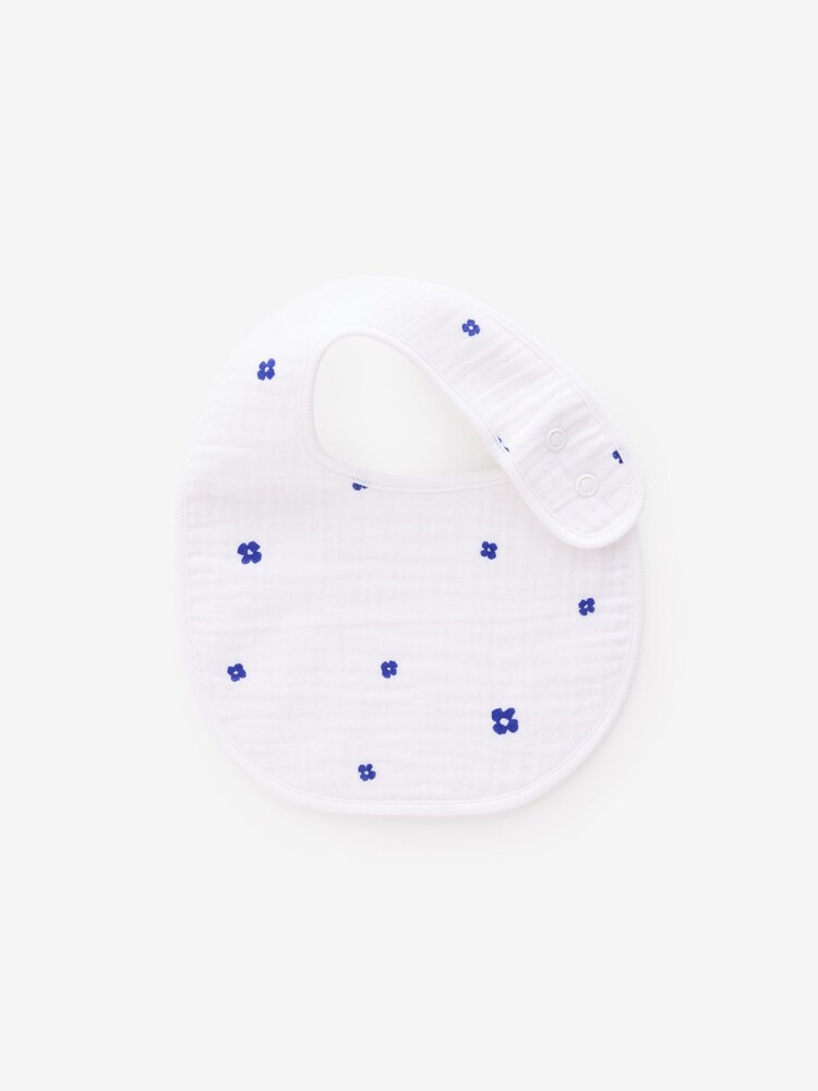 Blue Baby Muslin Dribble 100% Cotton Bibs 3 Pack - Image 2 of 5