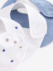 Blue Baby Muslin Dribble 100% Cotton Bibs 3 Pack - Image 5 of 5