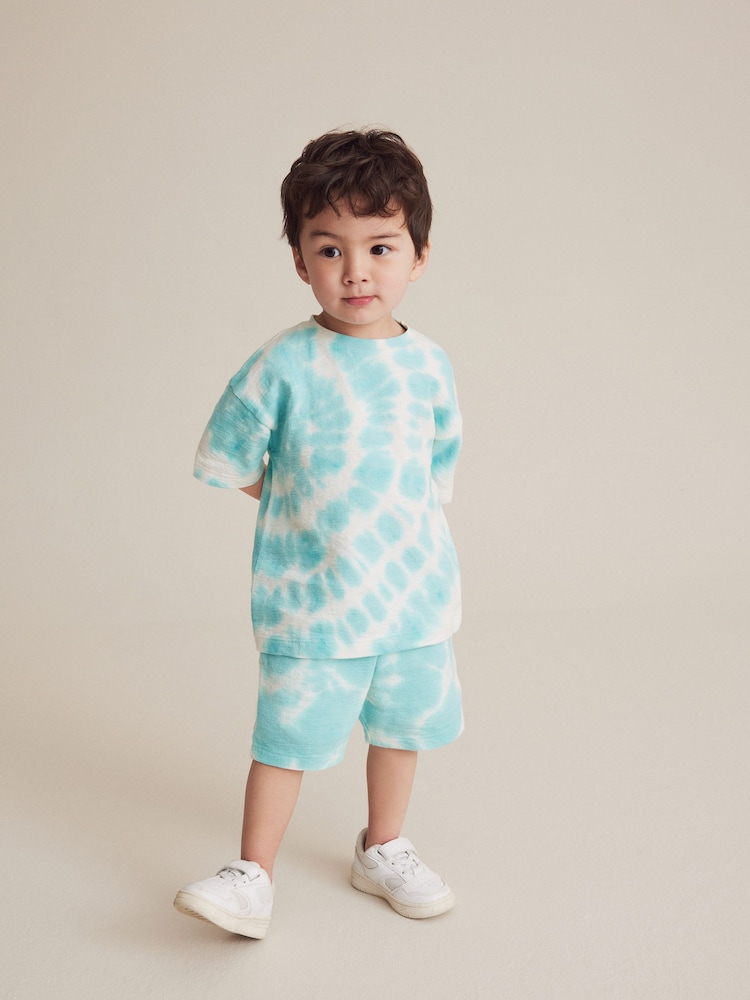 Blue Tie Dye 100% Cotton T-Shirt And Shorts Set (3mths-7yrs) - Image 1 of 1