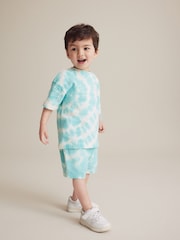Blue Tie Dye 100% Cotton T-Shirt And Shorts Set (3mths-7yrs) - Image 2 of 7