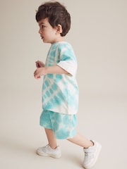 Blue Tie Dye 100% Cotton T-Shirt And Shorts Set (3mths-7yrs) - Image 3 of 7