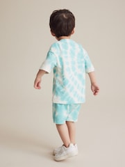 Blue Tie Dye 100% Cotton T-Shirt And Shorts Set (3mths-7yrs) - Image 4 of 7