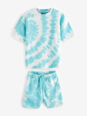 Blue Tie Dye 100% Cotton T-Shirt And Shorts Set (3mths-7yrs) - Image 5 of 7