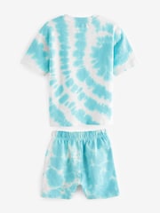 Blue Tie Dye 100% Cotton T-Shirt And Shorts Set (3mths-7yrs) - Image 6 of 7