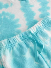 Blue Tie Dye 100% Cotton T-Shirt And Shorts Set (3mths-7yrs) - Image 7 of 7