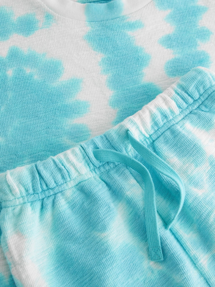 Blue Tie Dye 100% Cotton T-Shirt And Shorts Set (3mths-7yrs) - Image 7 of 7