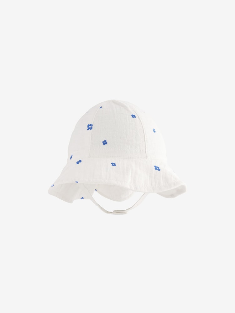 Blue Ditsy Floral Baby Wide Brim Bucket Hat (0mths-2yrs) - Image 1 of 4
