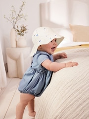 Blue Ditsy Floral Baby Wide Brim Bucket Hat (0mths-2yrs) - Image 3 of 4
