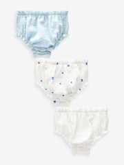 Blue/White 100% Cotton Baby Knickers 3 Pack (0mths-2yrs) - Image 1 of 3