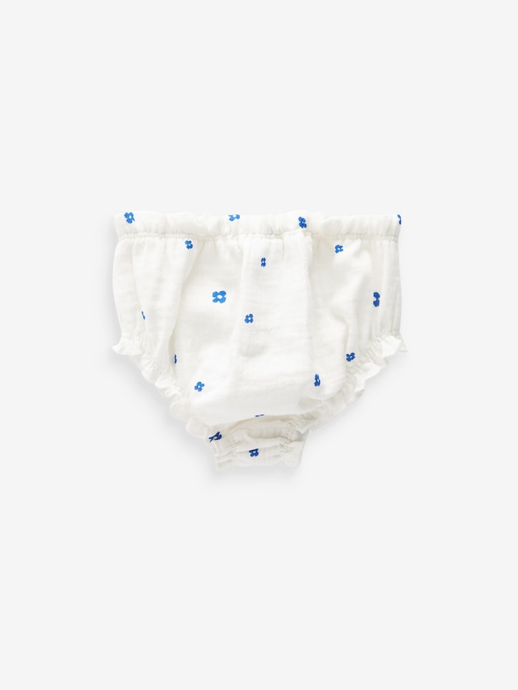 Blue/White 100% Cotton Baby Knickers 3 Pack (0mths-2yrs) - Image 2 of 3