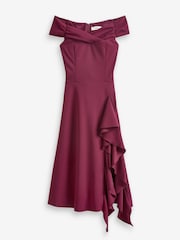 Jolie Moi Red Desiree Frill Fit & Flare Dress - Image 6 of 6