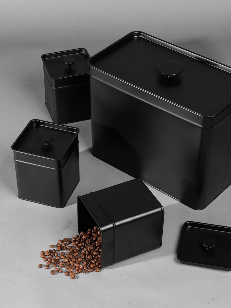 Salter Black Kuro Bread Bin & Cannister Set - Image 1 of 4
