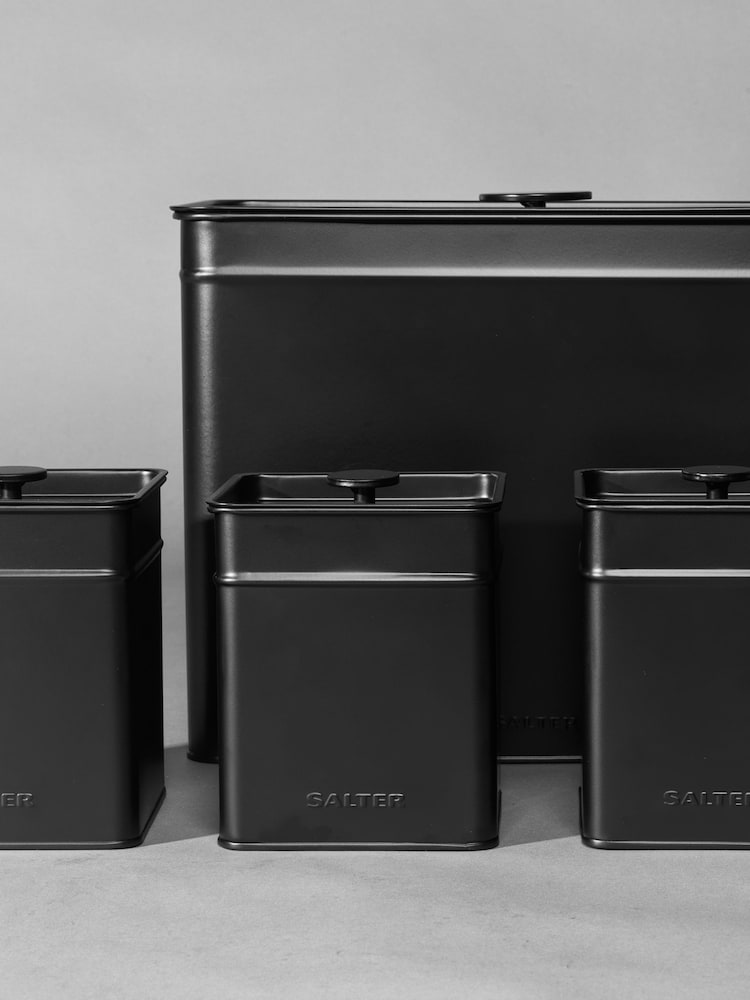Salter Black Kuro Bread Bin & Cannister Set - Image 4 of 4