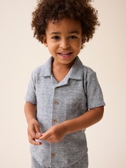 Blue/White Short Sleeve Pattern Shirt and Shorts Set (3mths-7yrs) - Image 2 of 7