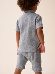 Blue/White Short Sleeve Pattern Shirt and Shorts Set (3mths-7yrs) - Image 3 of 7