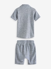 Blue/White Short Sleeve Pattern Shirt and Shorts Set (3mths-7yrs) - Image 6 of 7