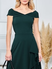 Jolie Moi Green Desiree Frill Fit & Flare Dress - Image 3 of 5